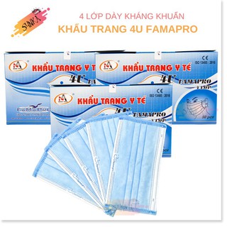 Combo 2 hộp khẩu trang y tế 4u famapro - 4 lớp dày kháng khuẩn - tiêu chuẩn bệnh viện và xuất khẩu -  [hộp 50 cái]