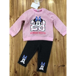 Bộ nỉ da cá Baby Club bé gái hồng mickey