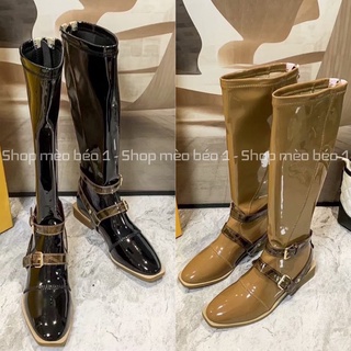 Bốt boot fd mũi tròn da bóng đai ngang fullbox