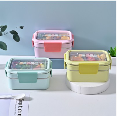 [Tặng TÚI giữ nhiệt và đũa thìa inox]Hộp đựng cơm giữ nhiệt Hộp đựng cơm 2 tầng, hộp cơm inox, hộp cơm bỏ lò vi sóng | BigBuy360 - bigbuy360.vn
