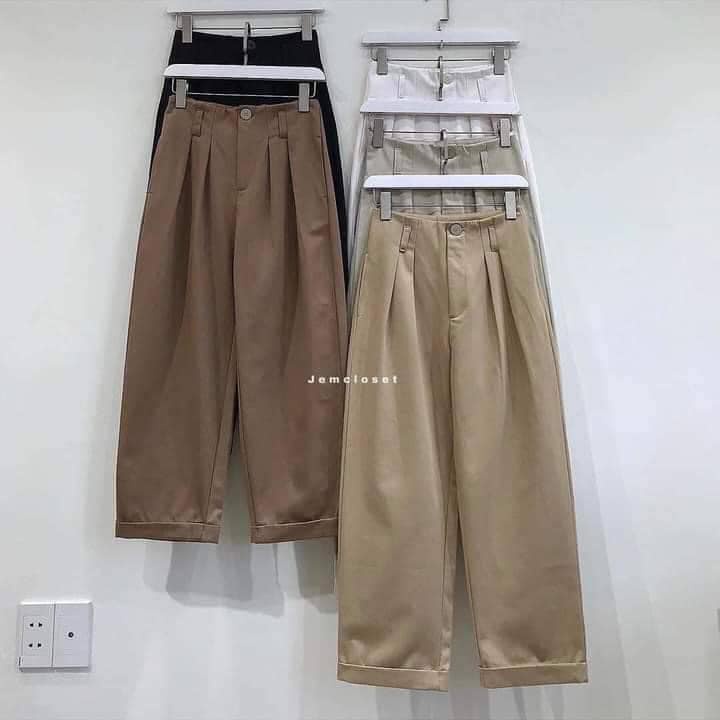 Quần kaki ống rộng xếp li chất kaki công ty mịn đẹp💖FREESHIP💖Quần kaki nữ hách dáng