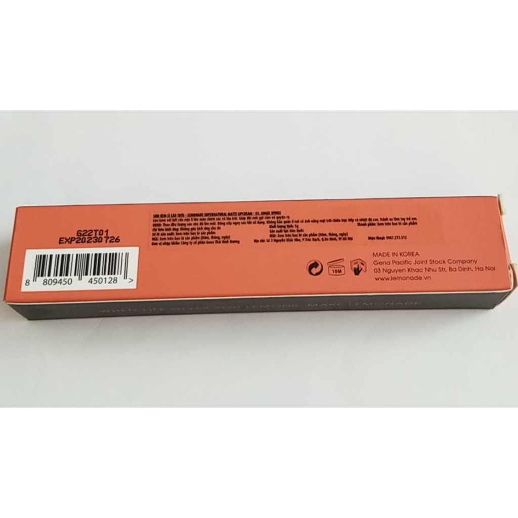 Son Kem Lì Lemonade Màu Đỏ Cam Nâu 03 Angel Wings 5g SuperNatural Matte Lipcream #03 Angel Wings