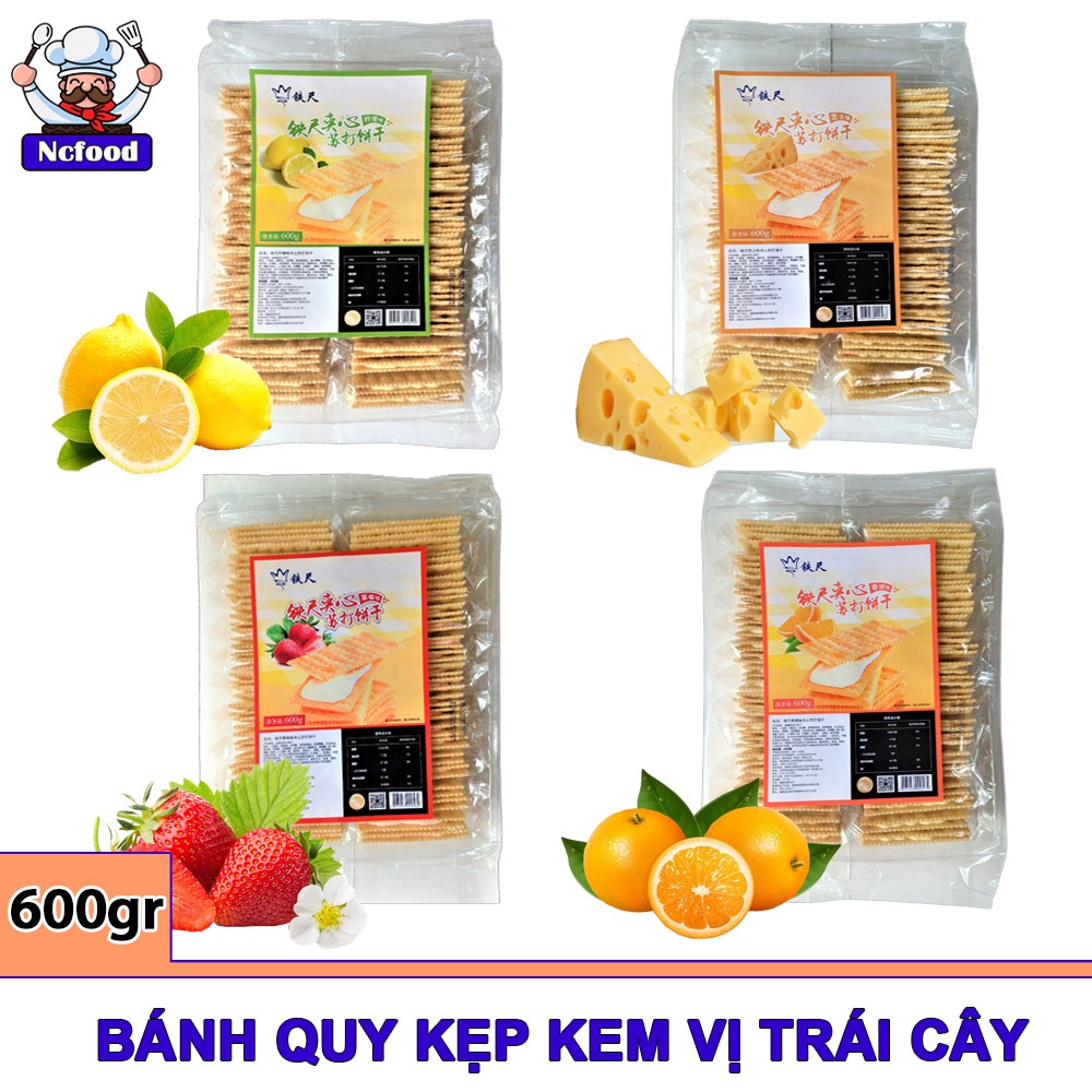 Bánh Quy Kẹp Kem 600gr (vị dâu/chanh/cam/phô mai/ việt quất)