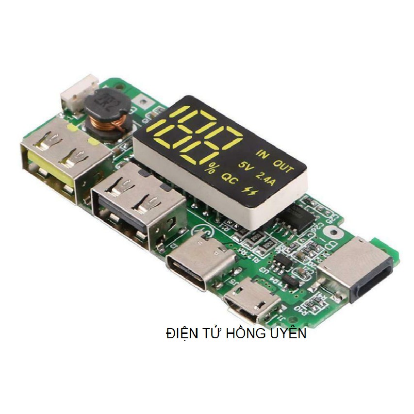 Mạch sạc dự phòng Sịn - Nhiều cổng SẠC NHANH. Có LCD hiển thị, Mạch không giới hạn số lượng pin -DIY Sạc dự phòng