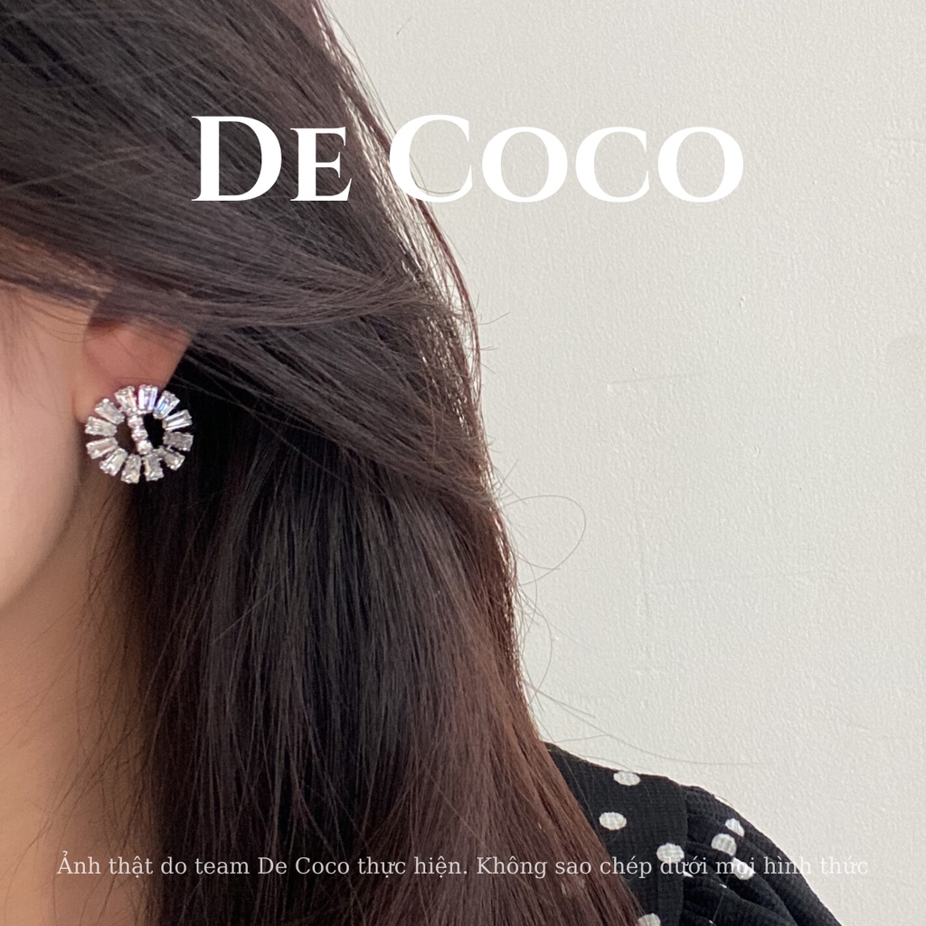 Khuyên tai bông tai vintage Mona Lisa ĐÍNH ĐÁ De Coco