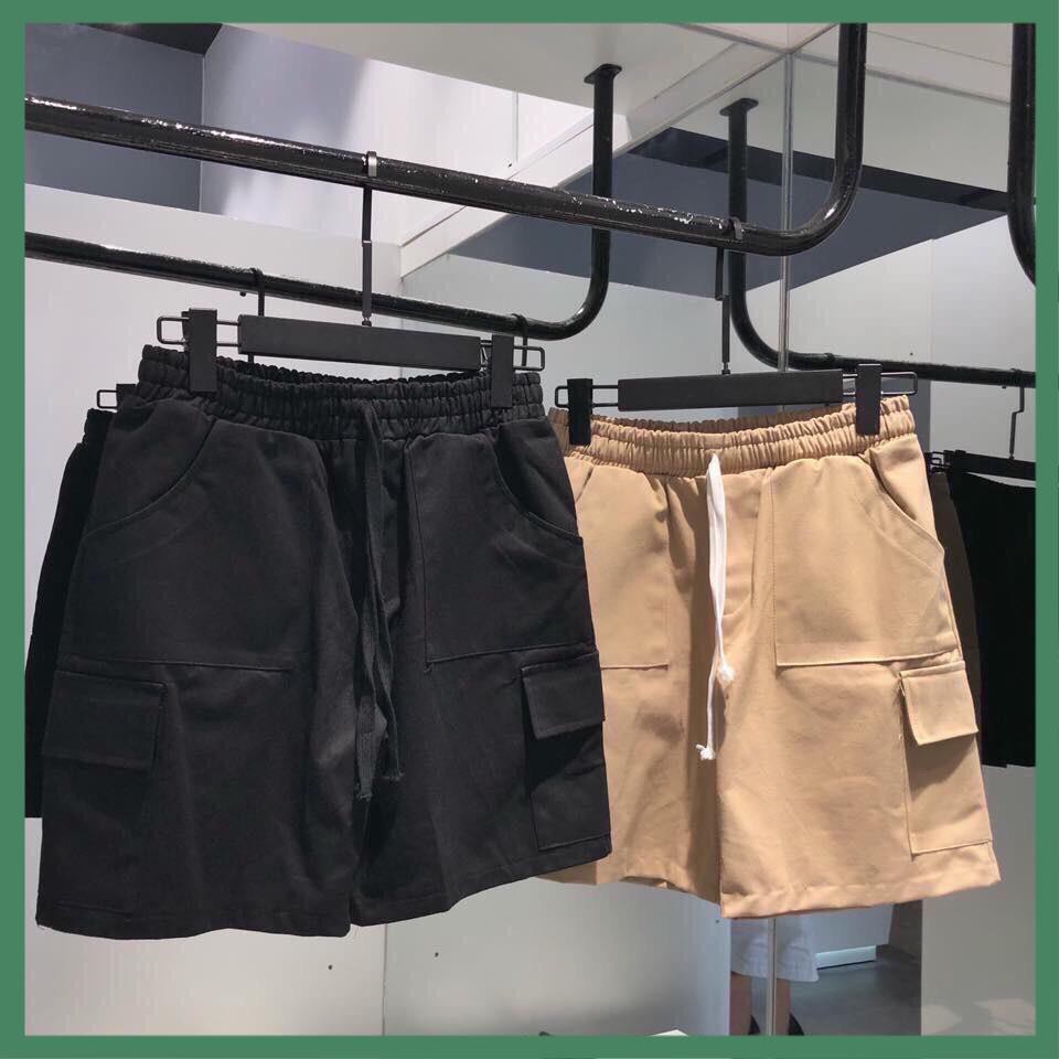 Quần Short Kaki Lửng Nam Nữ Thun Đen Unisex - La mode | BigBuy360 - bigbuy360.vn