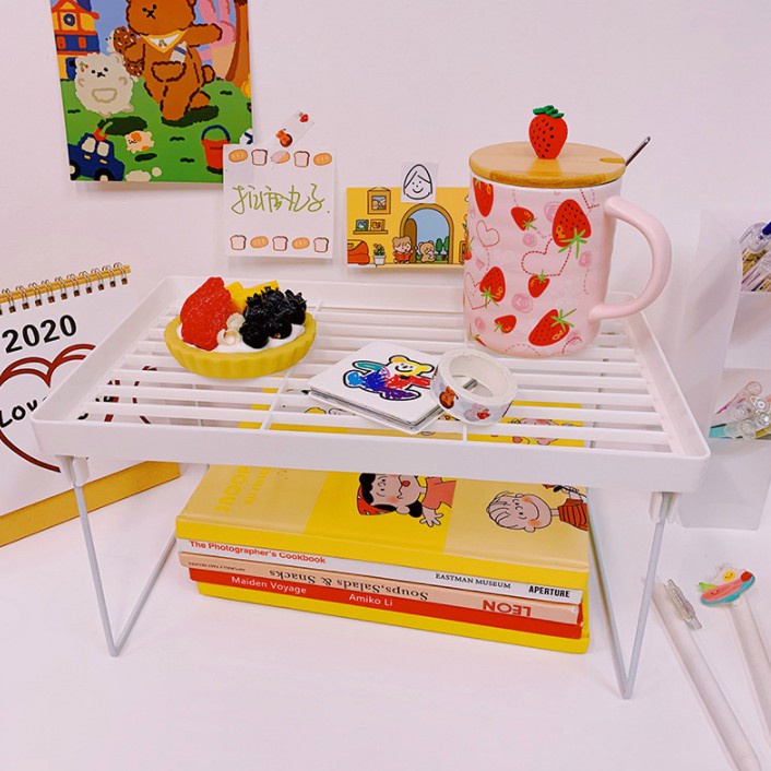 Kệ nhựa mini đựng đồ, kệ decor bàn học, bàn làm việc đa năng có thể gấp gọn xếp chồng tiện lợi