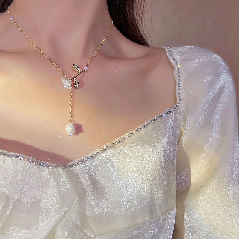 Vòng cổ Hình Hoa Hồng Cao Cấp Sang Trọng Dành Cho Nữ