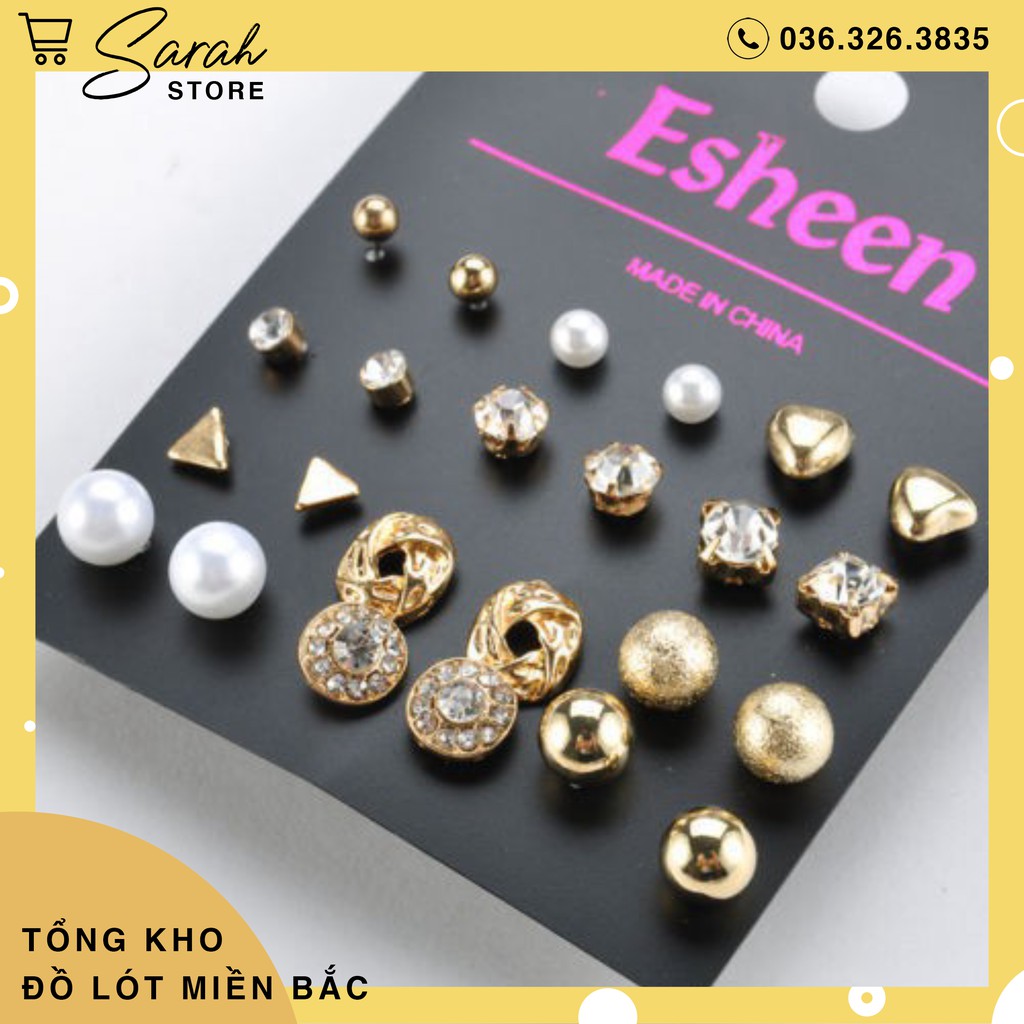 Set 12 Đôi Khuyên Tai Thời Trang Hàn Quốc