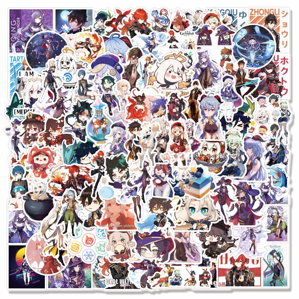 Bộ 50 miếng dán anime genshin chống thấm nước trang trí vật dụng theo phong cách halloween