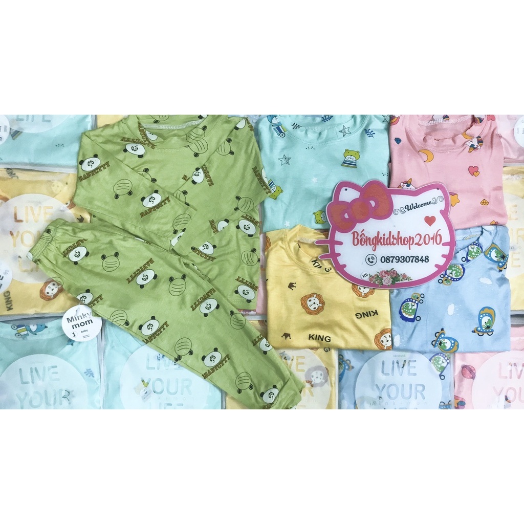 ( sale lẻ size ) Bộ dài tay thun lạnh Minky Mom cho bé trai và gái.