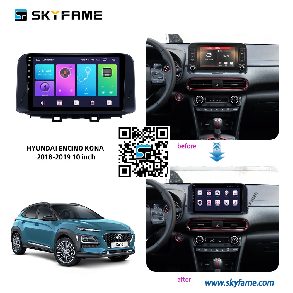 Mặt dưỡng màn hình DVD android 9” 10” HYUNDAI KONA 2018-2021 cắm jack nguồn Zin