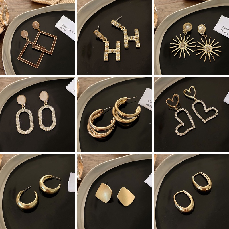 Bông tai kim loại kiểu dáng tùy chọn phong cách vintage thời trang