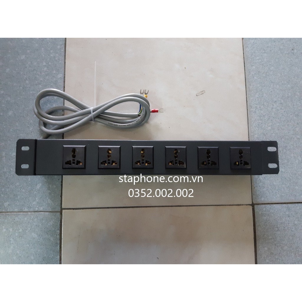Thanh nguồn PDU 6 port, Thanh PDU nguồn cho tủ rack loại 6 port, Ổ cắm điện cho tủ rack, có dây nguồn 2M
