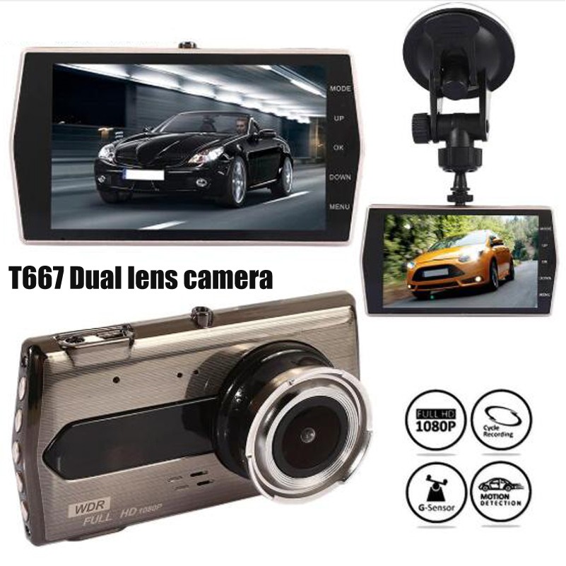Camera Hành Trình T667 Cho Xe Hơi Hd1080P 4Inch Kèm Bộ Phụ Kiện