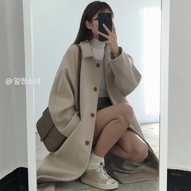 Áo khoác dạ 2 lớp Ulzzang kèm ảnh thật 🍁