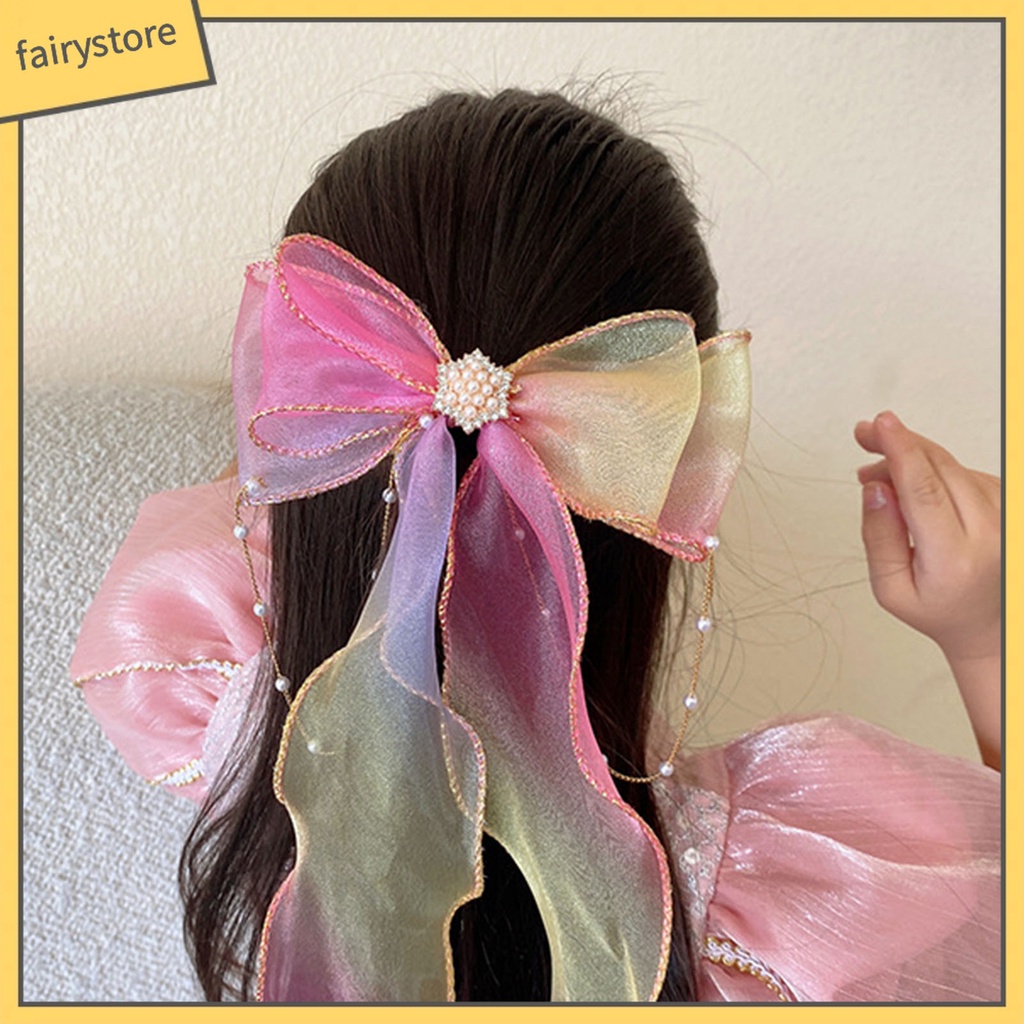Kẹp TóC HìNh Nơ ĐíNh NgọC Trai Giả ThờI Trang Cho Bé GáI