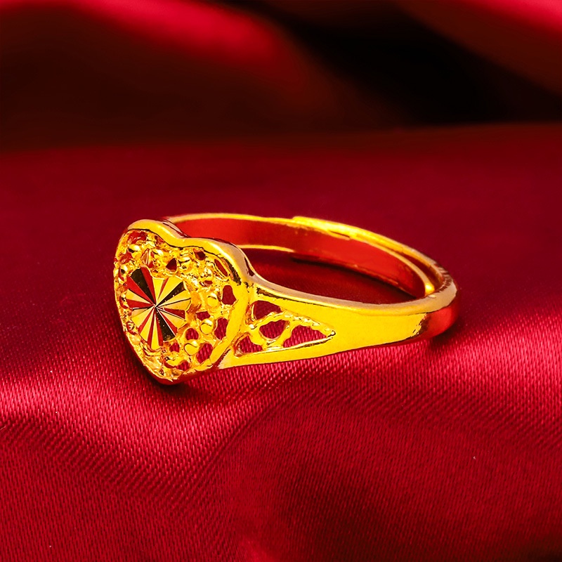 Nhẫn Hở Mạ Vàng 24K Hình Trái Tim Đơn Giản Phong Cách Âu Mỹ Mới