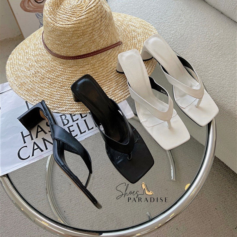 Giày nữ guôc nữ quai xỏ ngón giày cao gót 5p kẹp đẹp gót vuông 5 phân hàn quốc  SHOES PARADISE SH026