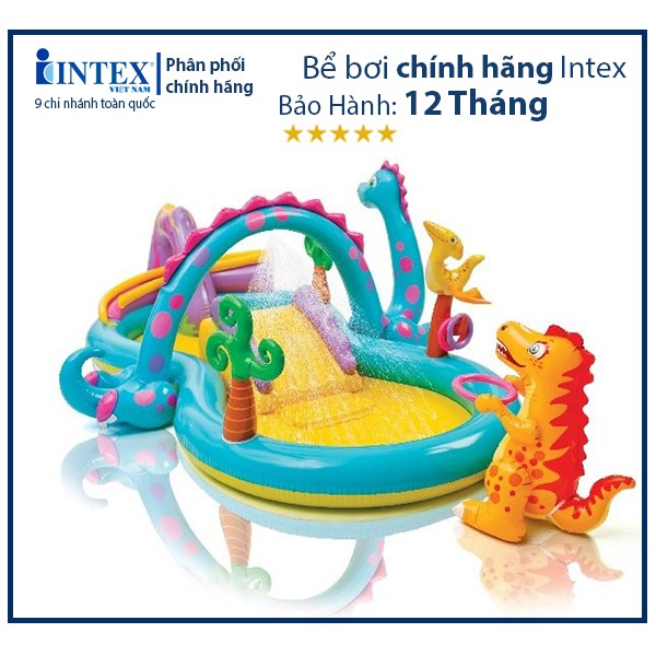 Bể bơi hồ bơi phao cầu trượt vườn khủng long mini chính hãng INTEX 57135