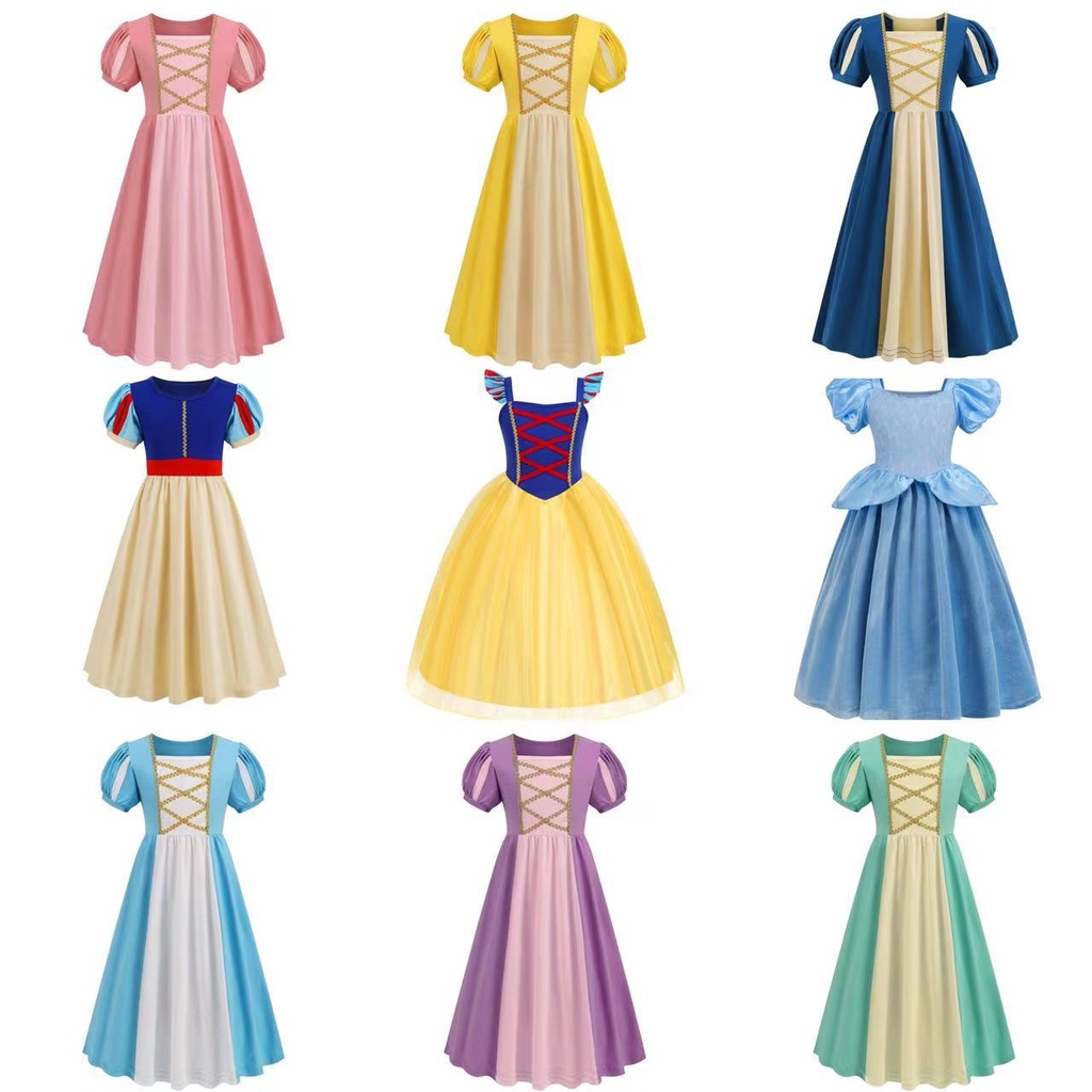 Đầm Maxi Cotton Hóa Trang Công Chúa Disney Xinh Xắn Thời Trang Mùa Hè Cho Bé Gái