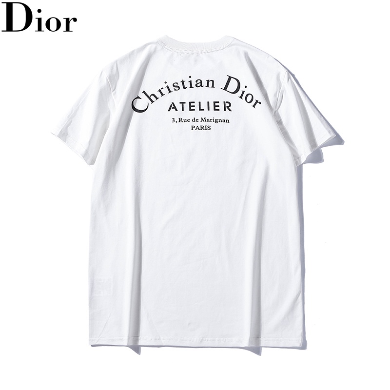 Áo thun cotton tay ngắn in logo Dior phong cách cổ điển thời trang xuân hè cho cặp đôi