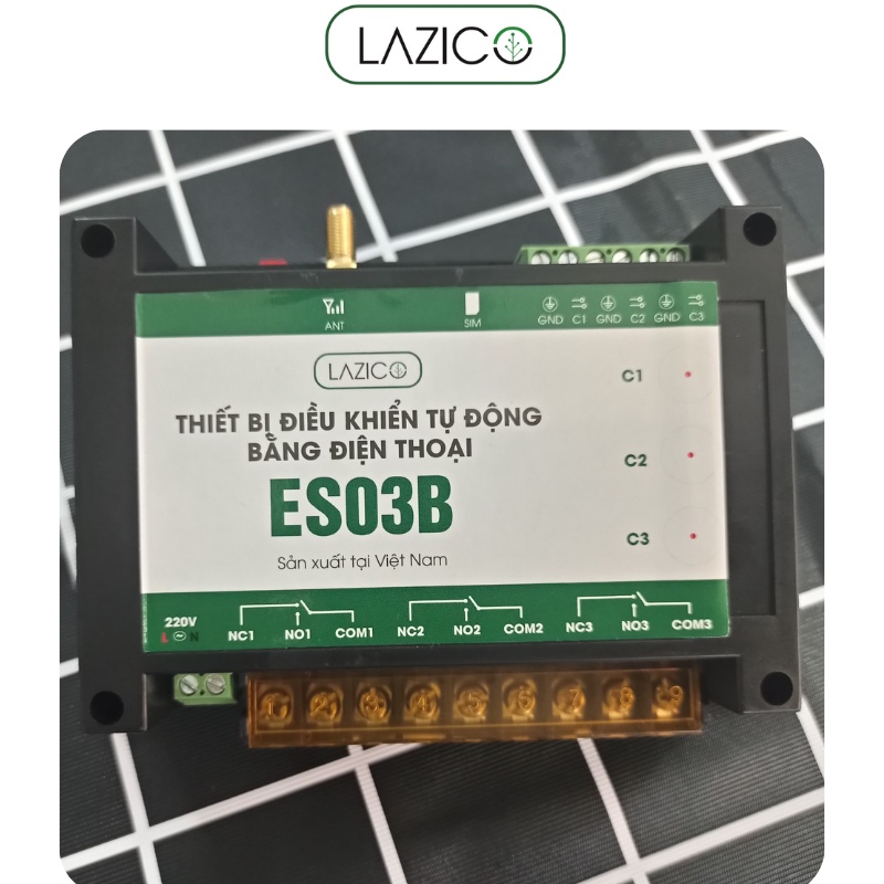 Bộ điều khiển từ xa cho máy bơm motor quạt 220V bằng điện thoại 3 kênh độc lập LAZICO ES03B