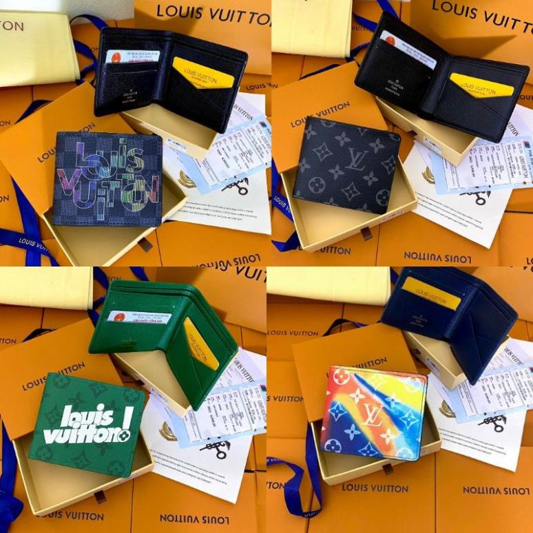 Ví nam ngang Lv full box hàng cao cấp , hộp + thẻ + giấy , chất liệu da không bông da hay phai màu !