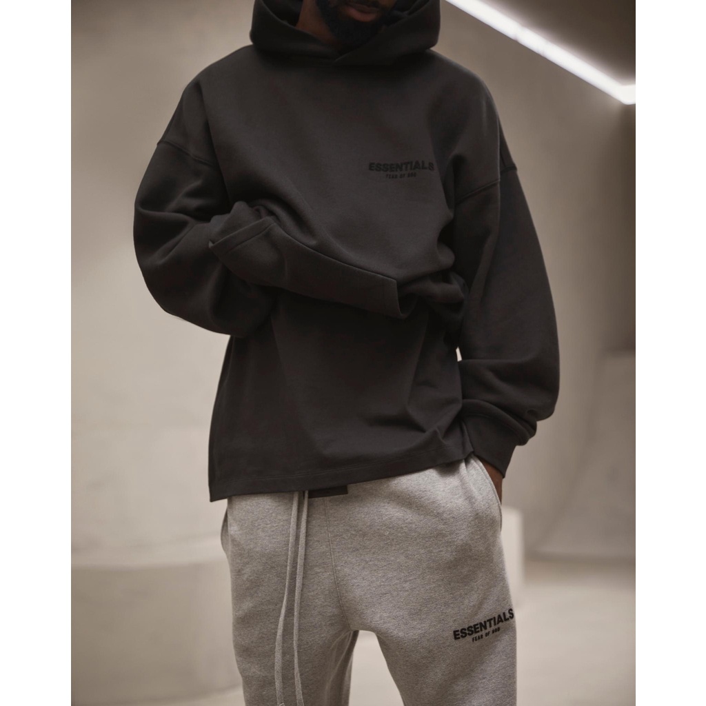 [CHÍNH HÃNG] Áo khoác Hoodie tay dài Fear Of God Essensial màu Đen Black SS22