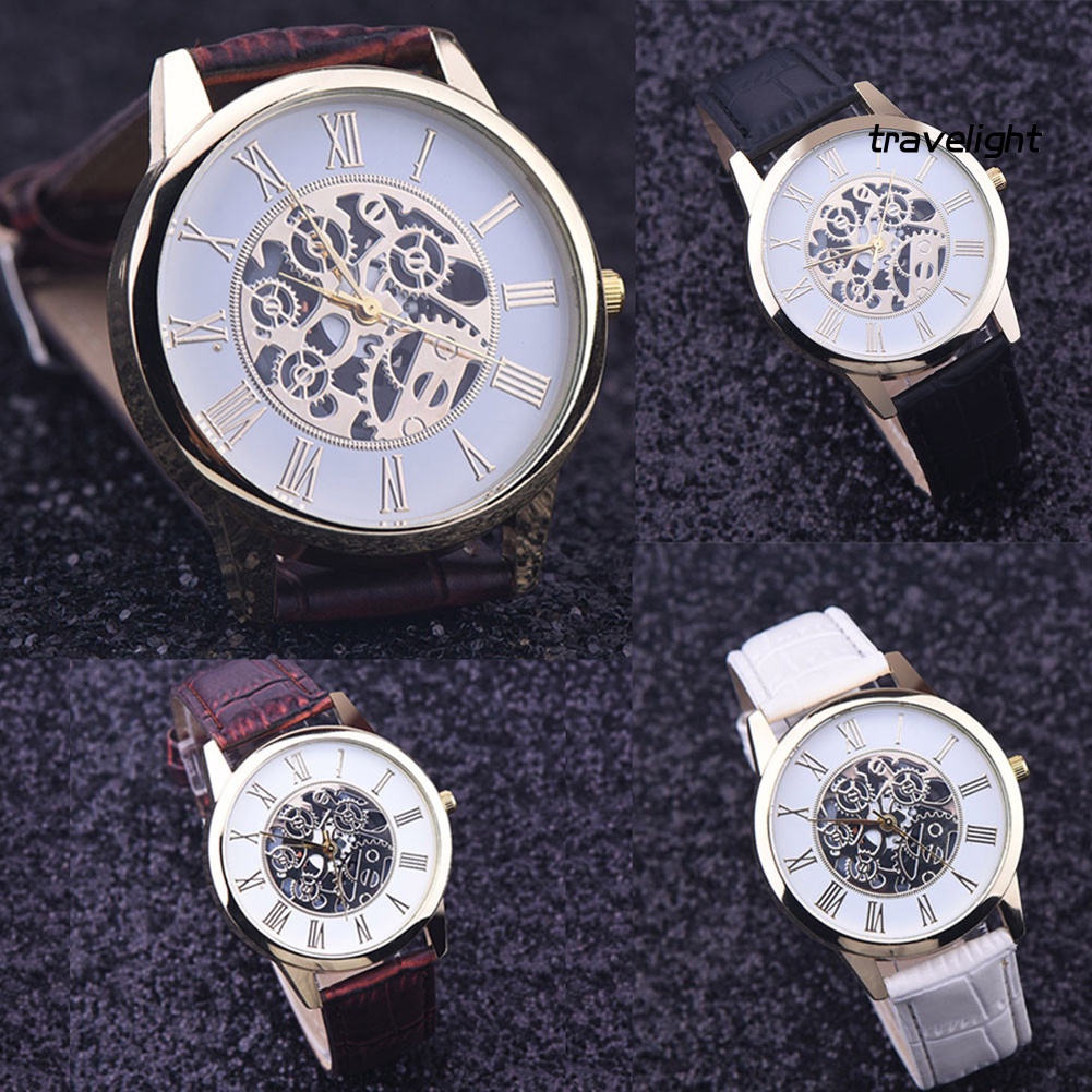 Đồng hồ cơ lộ máy mặt tròn dây giả da thời trang cho nam
 | BigBuy360 - bigbuy360.vn