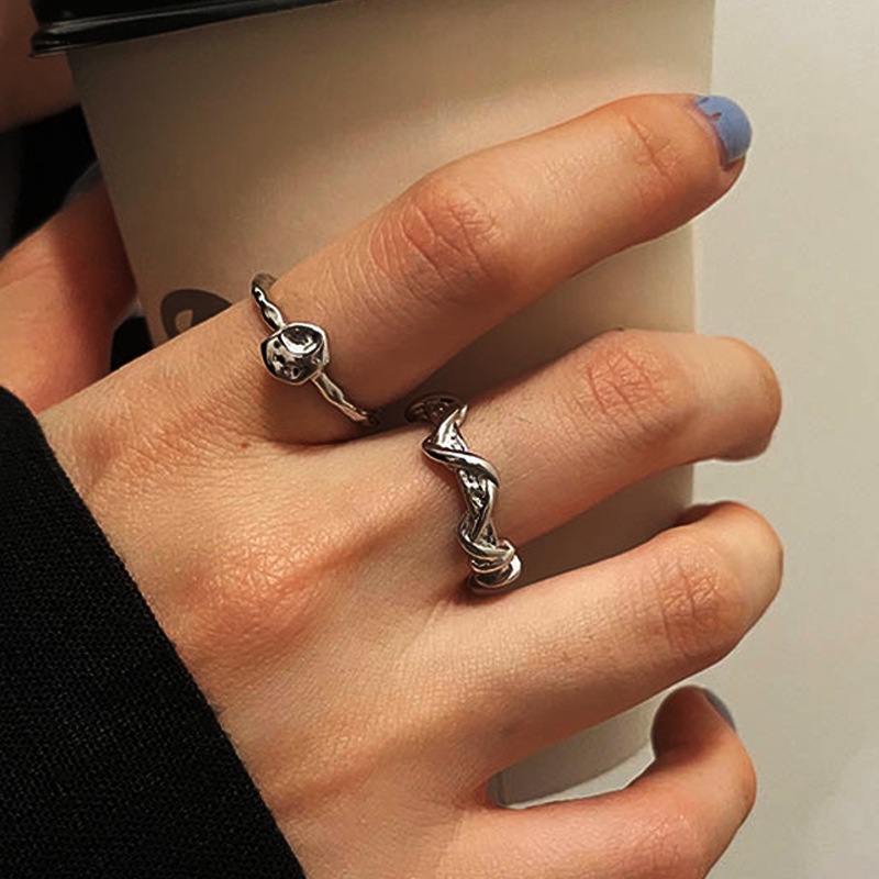 Bộ nhẫn hở mạ bạc thiết kế độc đáo thời trang cho nam và nữ