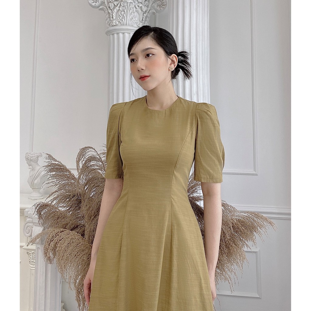 Váy Cốm Cổ Tròn Tay Cộc Cách Điệu_V563 | BigBuy360 - bigbuy360.vn