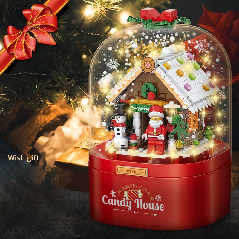 Đồ chơi Lắp Ráp Hộp Âm Nhạc Giáng Sinh Noel, Xếp hình ông già Tuyết Santa Clause, Ghép hình thông minh
