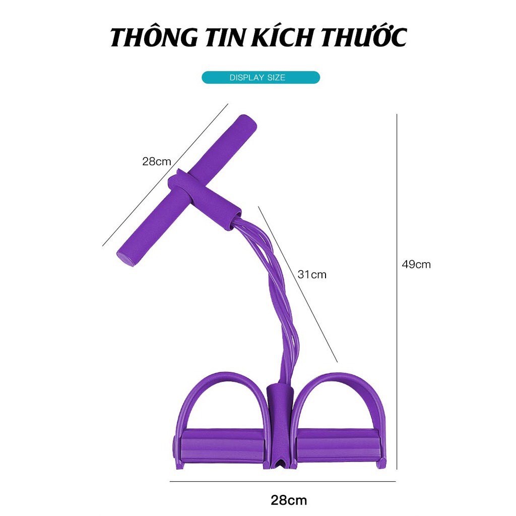 Dây kéo đàn hồi 4 ống tập Gym tại nhà giúp kéo lưng, tập cơ bụng tốt nhất