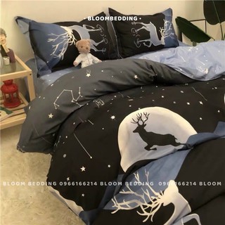 Set Chăn Ga Gối Cotton Poly 4 món - Hươu đêm