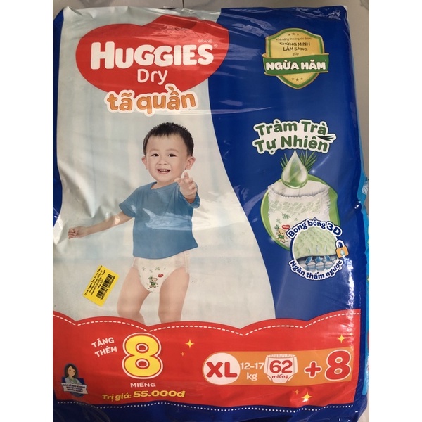 Tã quần huggies xl62 tặng 8 miếng(bao bì mới)