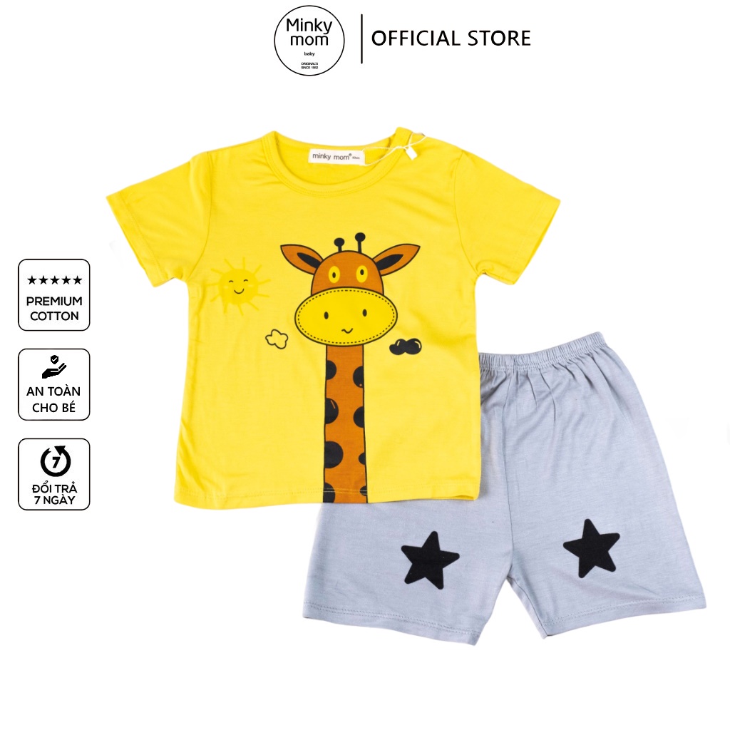 Bộ quần áo cộc tay Minky mom trẻ em chất thun lạnh, quần áo trẻ em cho bé trai bé gái-V47