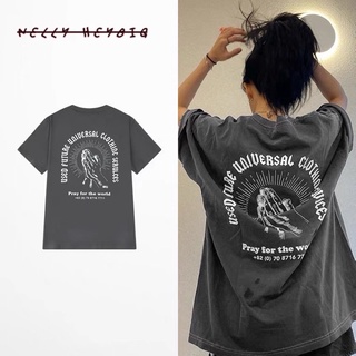 Áo thun tay lỡ 8293 Nelly Heybig unisex form rộng Pray