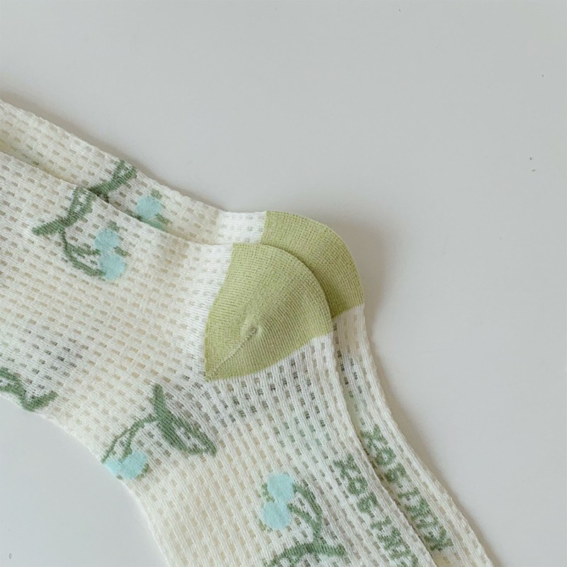 Xixi Tất Ống Lửng In Họa Tiết Hoa Tulip Phong Cách Hàn Quốc Cho Nữ