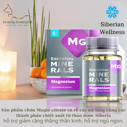[ CHÍNG HÃNG ] -  Essential Minerals Magnesium (Mg), bổ sung Magiê giúp giảm căng thẳng và ngủ ngon giấc - Hộp 60v