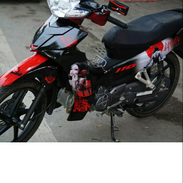 Tem trùm honda Blade hoa anh đào đỏ đen