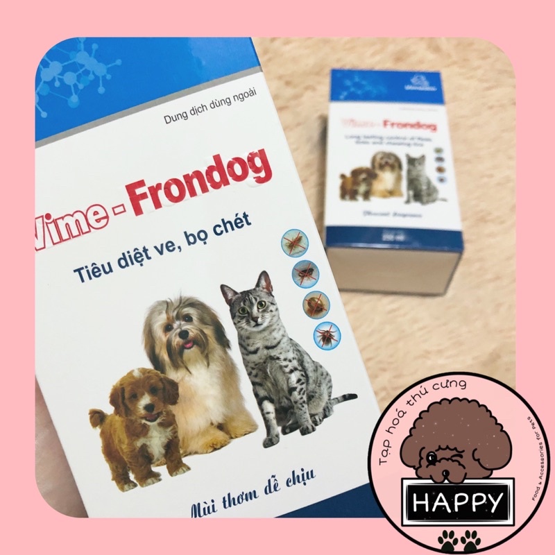 Vime Frondog - Dung dịch xịt tiêu diệt ve rận, bọ chét cho thú cưng 250ml [Ảnh thật] [Có sẵn] - Tạp Hoá Thú Cưng Happy