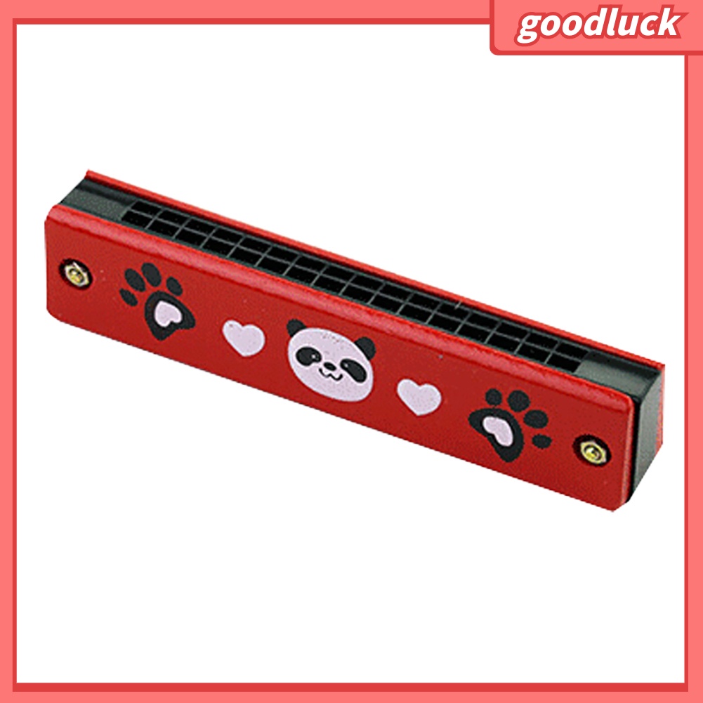 Kèn Harmonica 16 lỗ bằng gỗ họa tiết trái cây giáo dục sớm cho bé