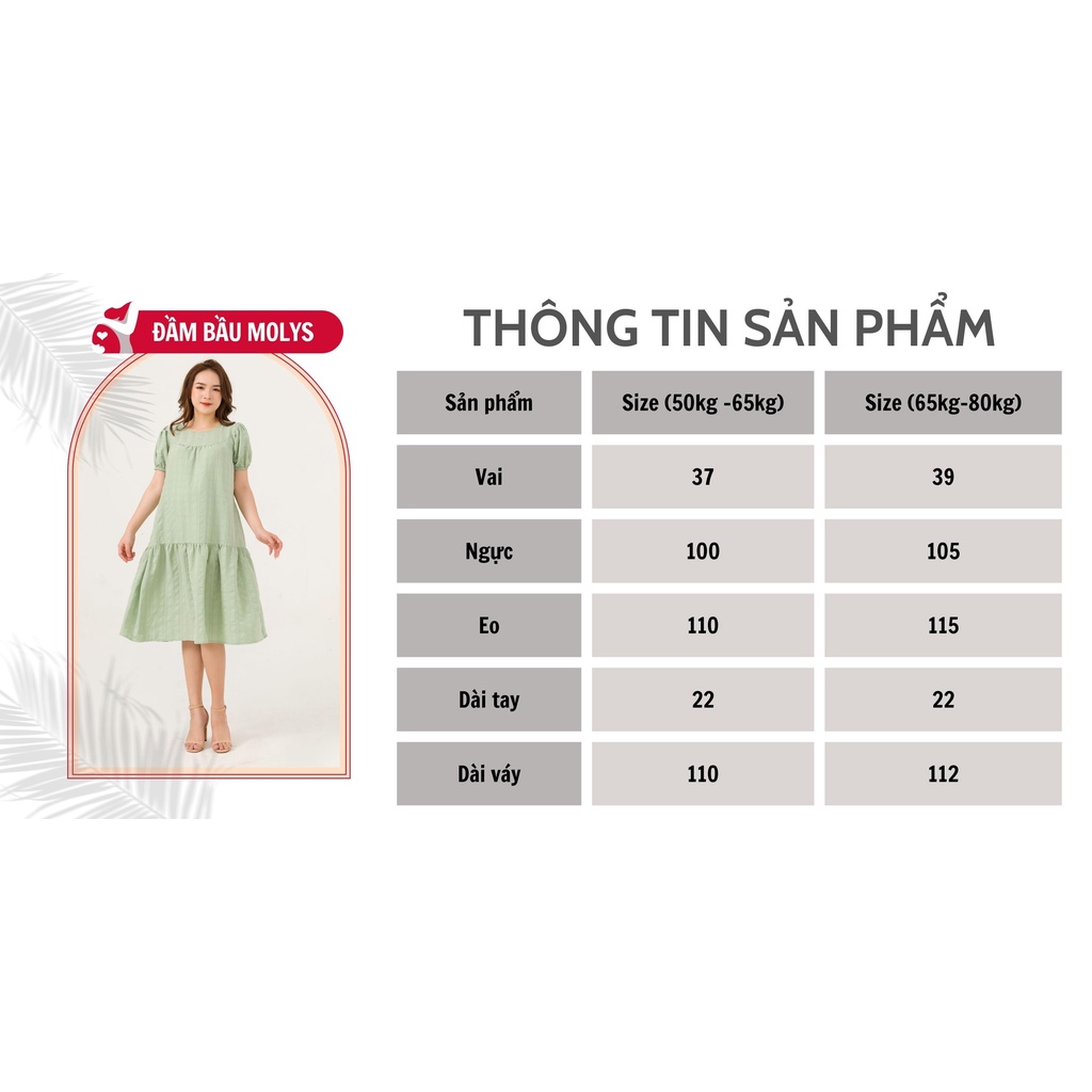 Đầm bầu sau sinh MOLYS M2254 suông đuôi cá vải ô nhăn tôn dáng đủ size đến 80kg
