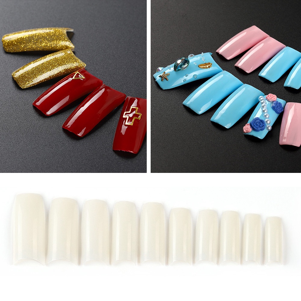 Set 500 Móng Tay Giả Màu Trắng / Trong Suốt/ Tự Nhiên Tùy Chọn