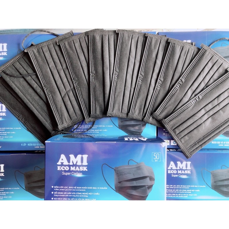Khẩu trang kháng khuẩn 4 lớp màu xám, trắng, xanh, đen UMINO, AMI | BigBuy360 - bigbuy360.vn