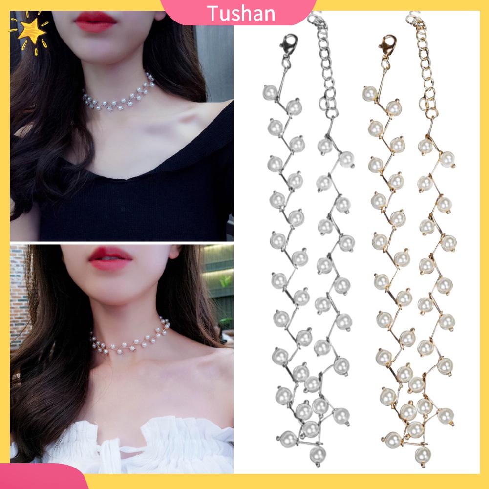 Vòng Cổ Choker Đính Ngọc Trai Nhân Tạo Thời Trang