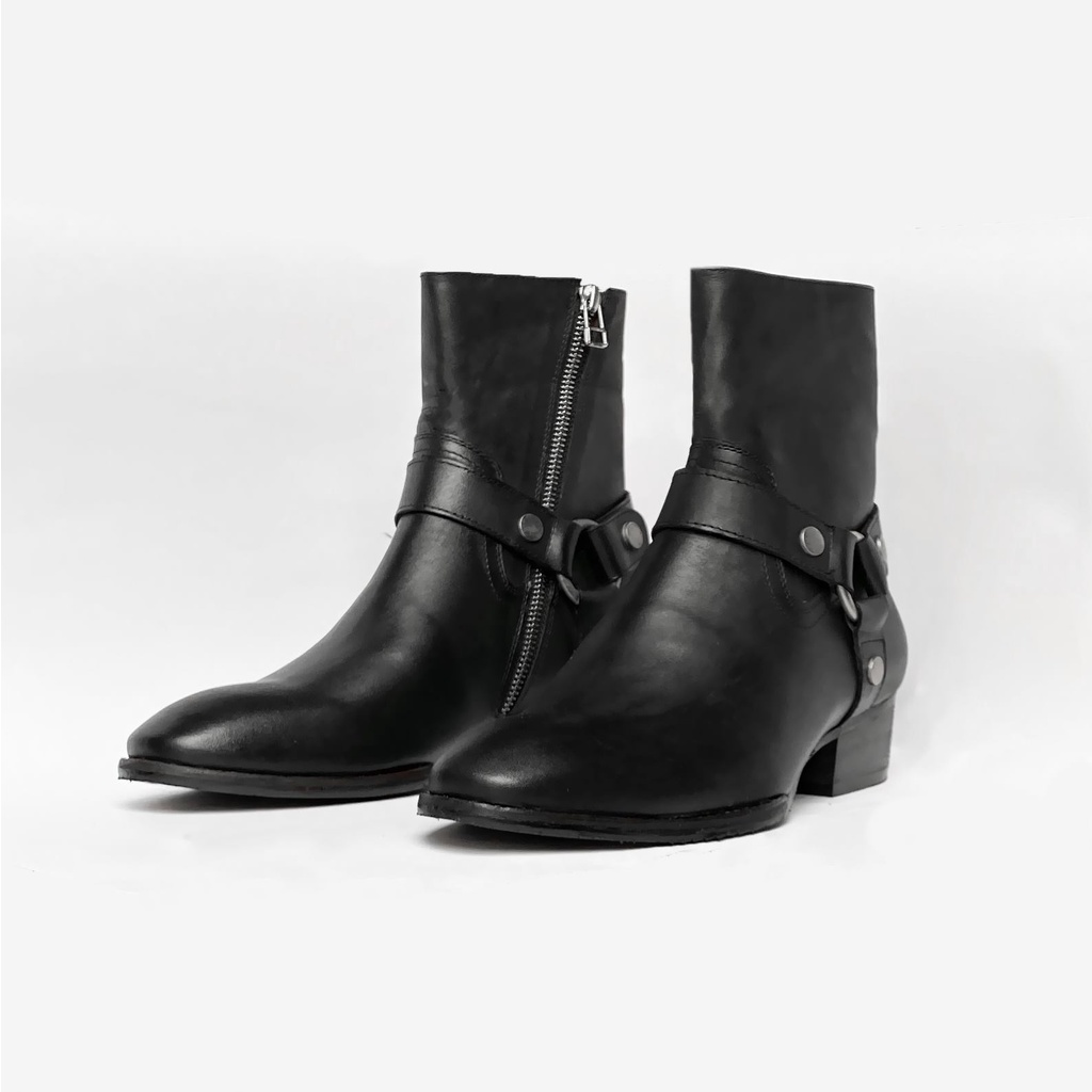 Giày Harness Boot thời trang nam chất liệu da bò đế gỗ độn 4.5cm | BigBuy360 - bigbuy360.vn
