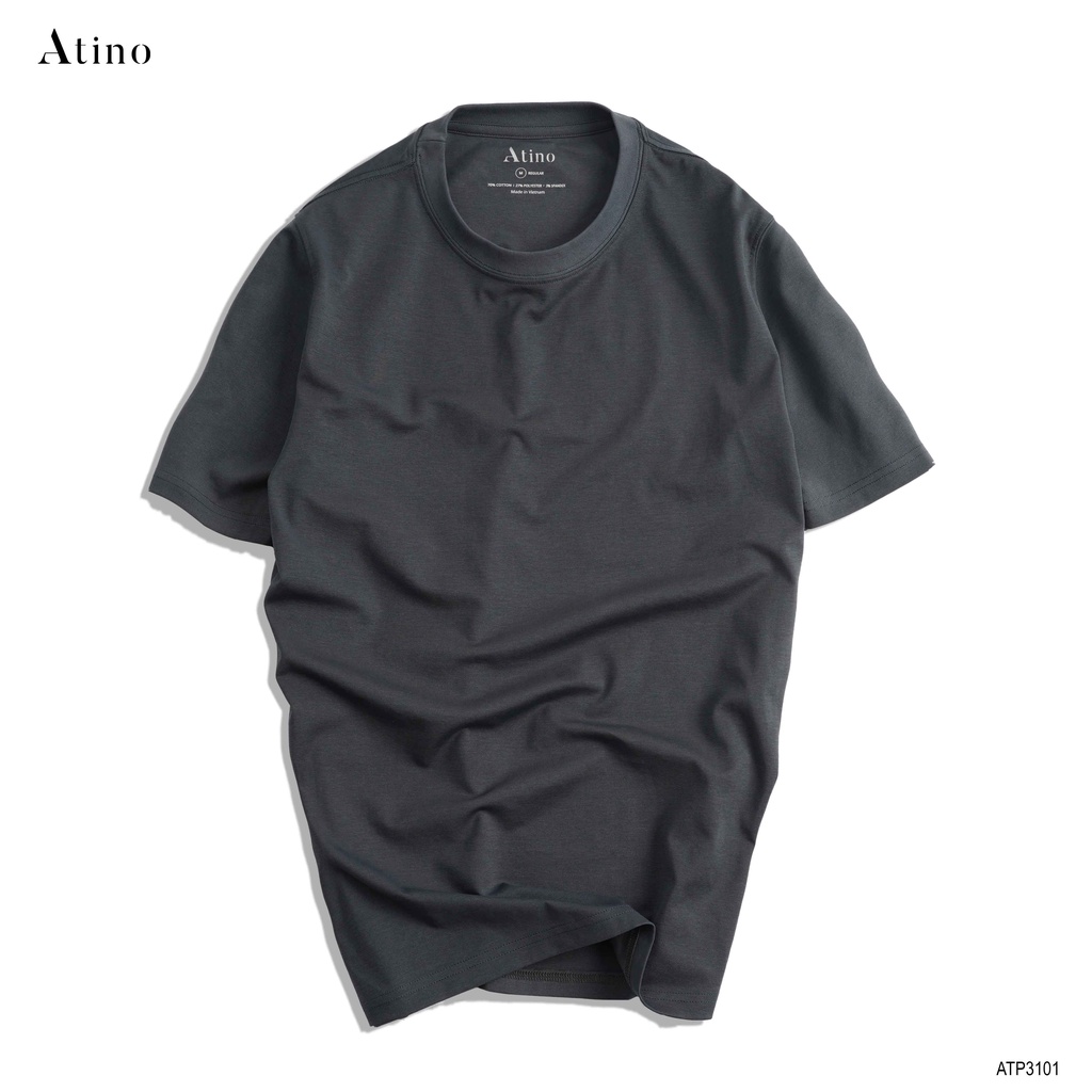 Áo Thun Nam cổ tròn ATINO vải Cotton cao cấp co giãn thoáng mát trẻ trung form regular ATP3101 Ghi | BigBuy360 - bigbuy360.vn