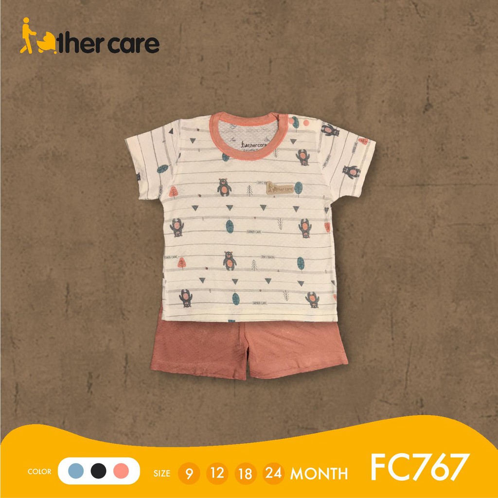 Bộ Quần áo FatherCare Cài vai Cộc - Gấu (Họa tiết - Trơn) FC767 9M -12M -18M - 24M